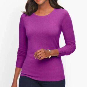 Talbots Purple 100% Cashmere Button Cuff Sweater 2X Business Casual Old Money